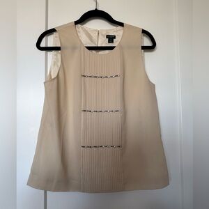 J Crew Ivory pleated shell with rhinestones